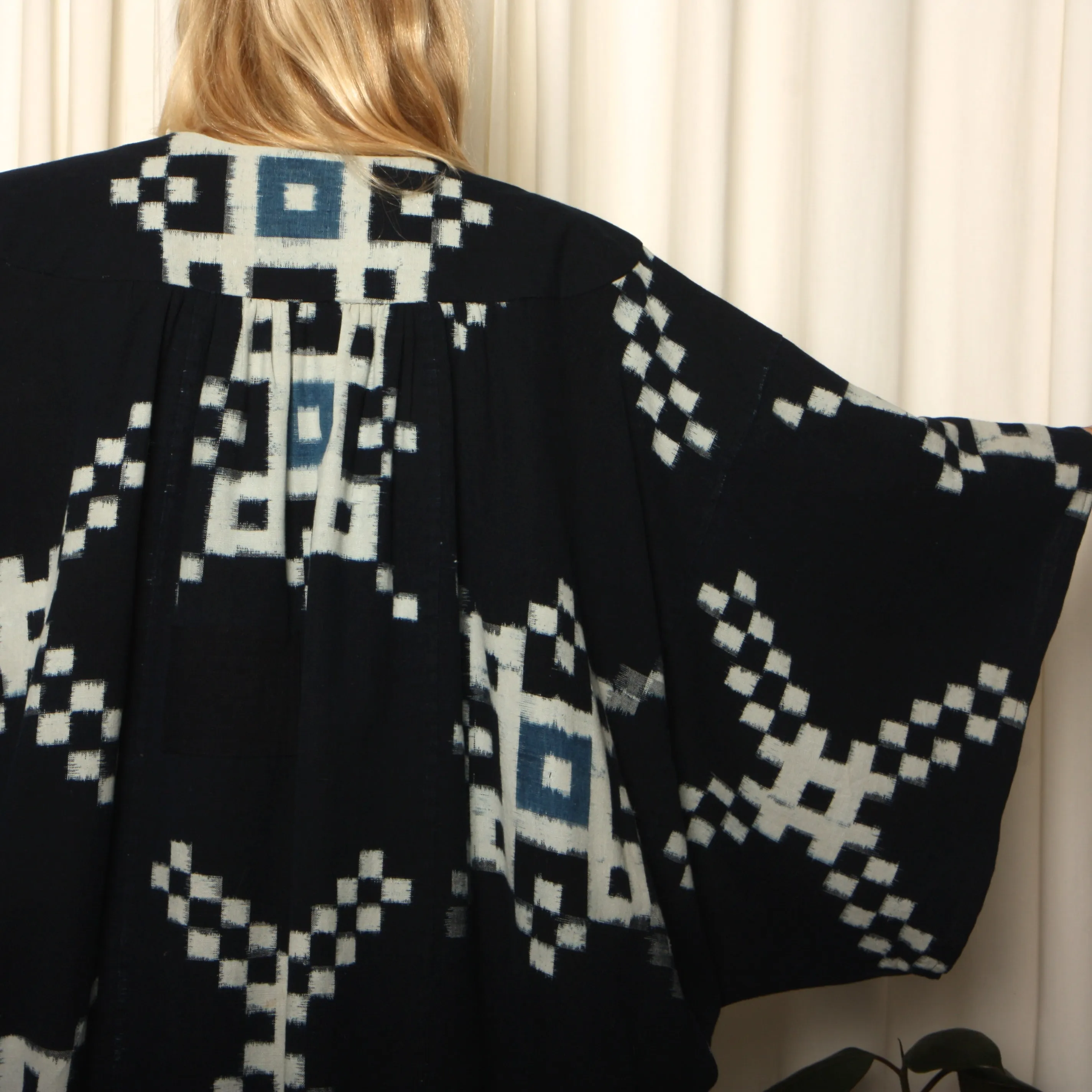 Antique Japanese Indigo Shibori Cocoon Coat