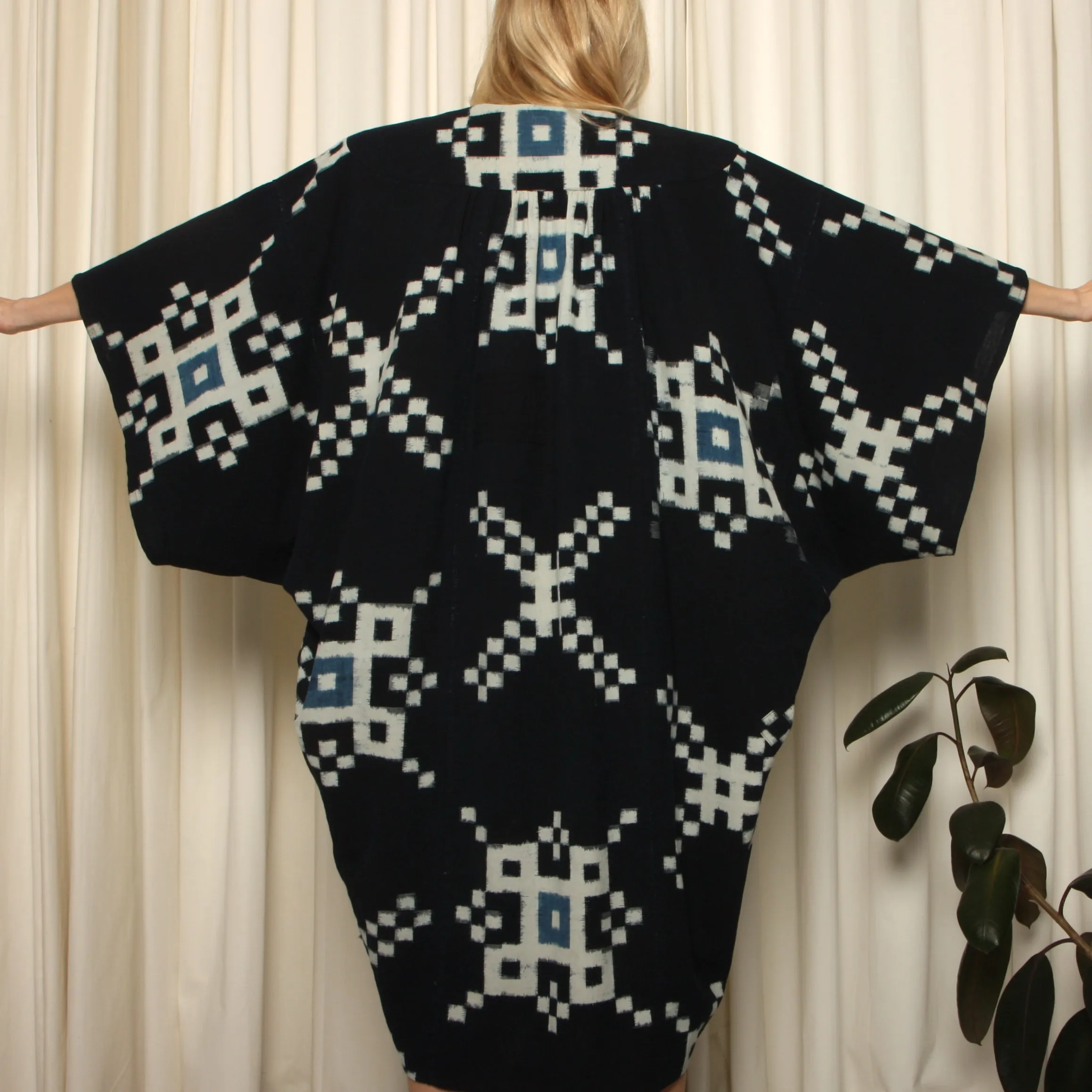 Antique Japanese Indigo Shibori Cocoon Coat