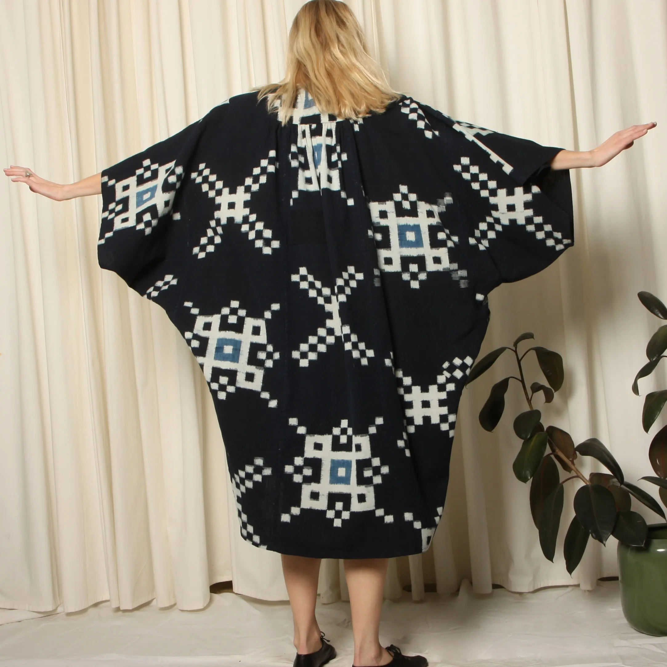 Antique Japanese Indigo Shibori Cocoon Coat