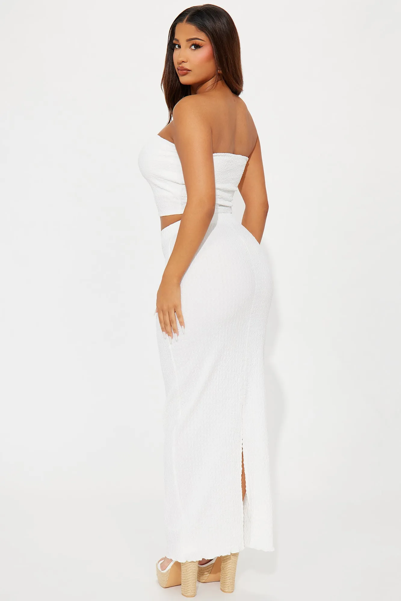 Anything For You Textured Skirt Set - Cream