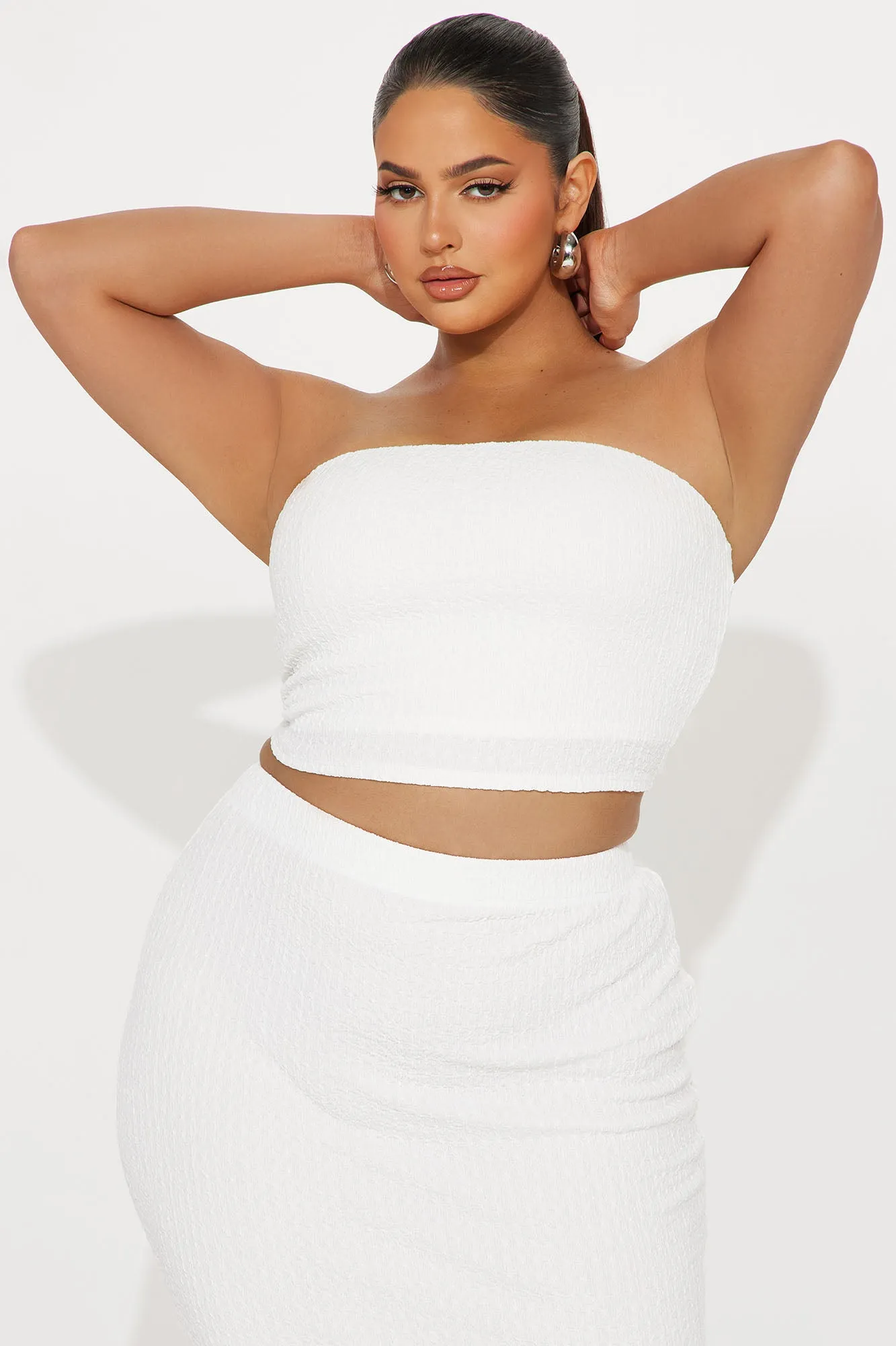 Anything For You Textured Skirt Set - Cream