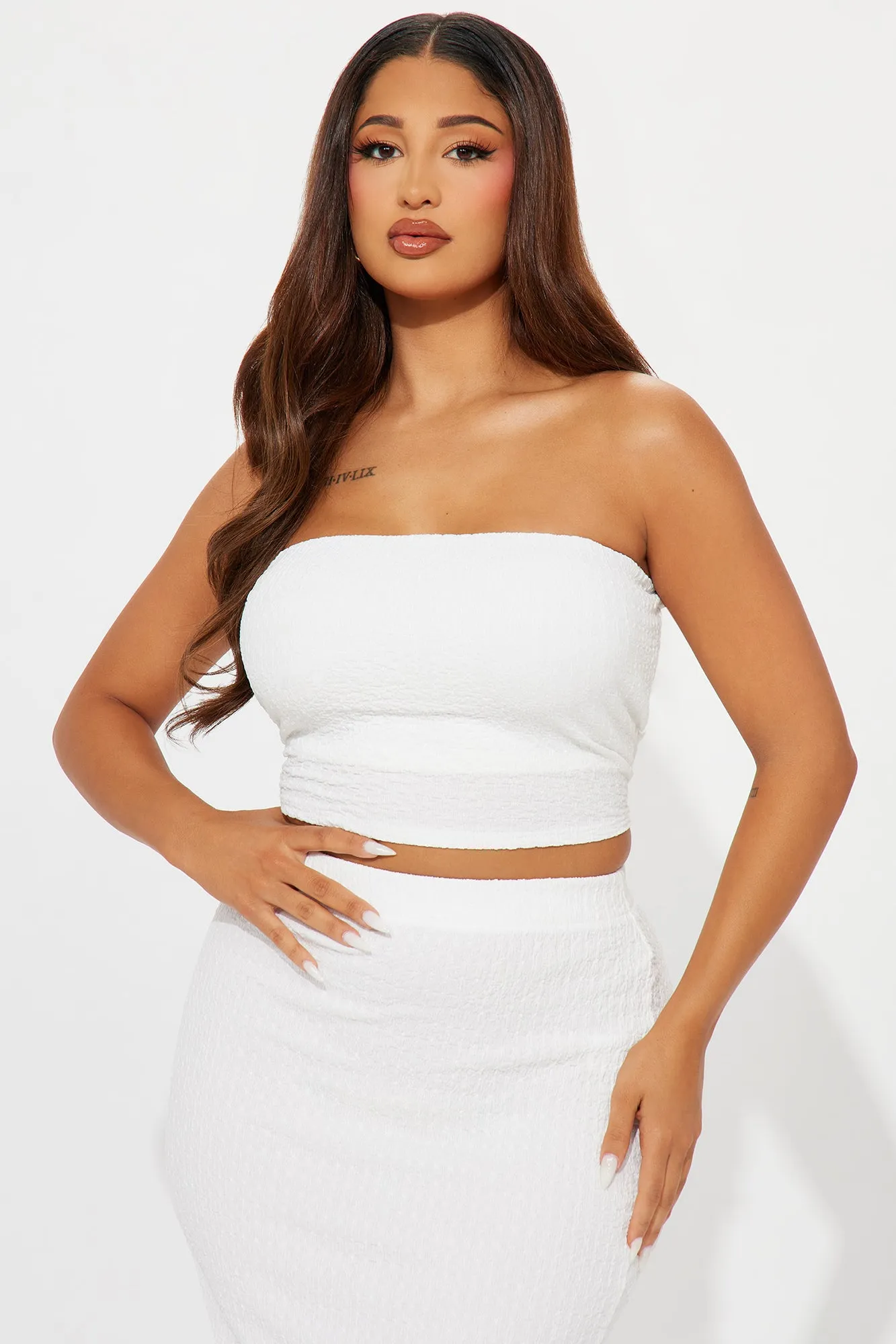 Anything For You Textured Skirt Set - Cream