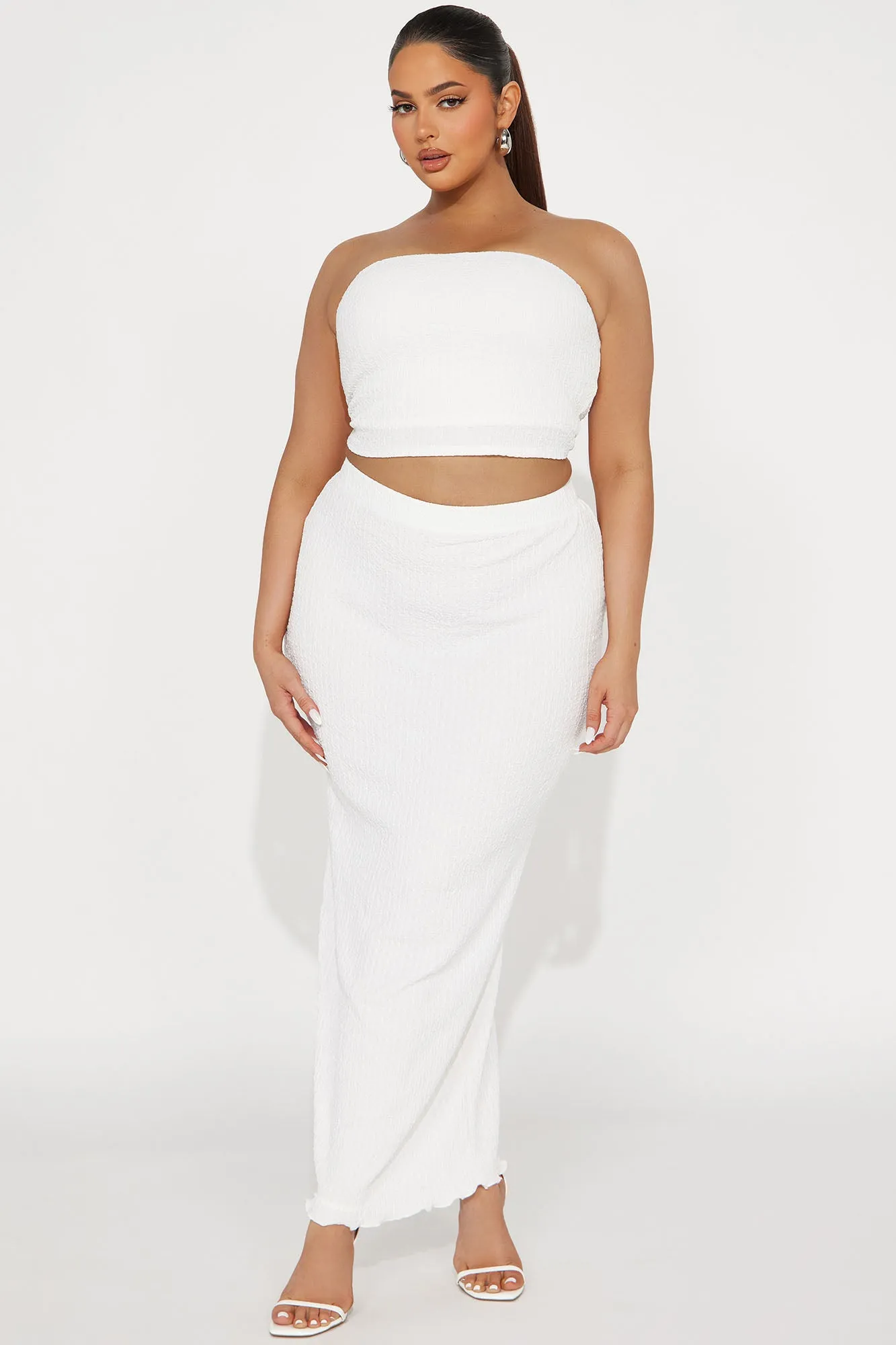Anything For You Textured Skirt Set - Cream