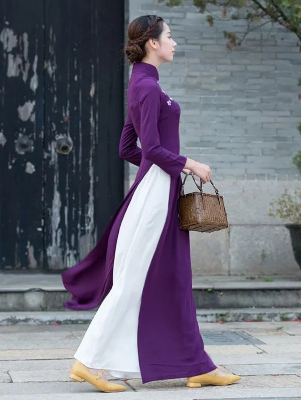 Ao Dai 2023 Vietnamese Dress Half Sleeves Aodaistyle