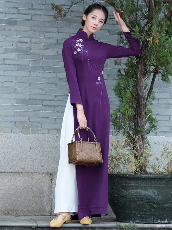 Ao Dai 2023 Vietnamese Dress Half Sleeves Aodaistyle