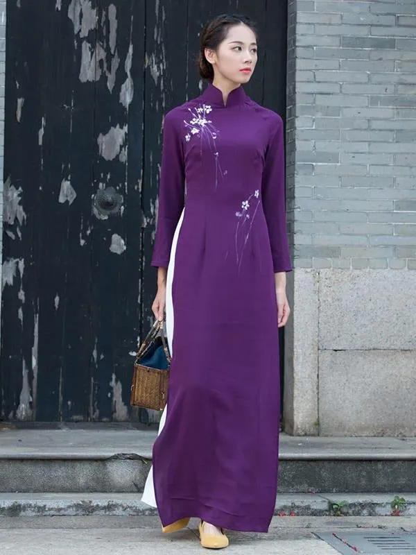 Ao Dai 2023 Vietnamese Dress Half Sleeves Aodaistyle