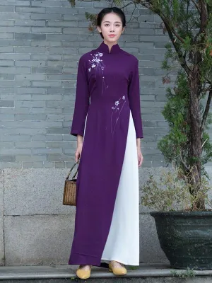 Ao Dai 2023 Vietnamese Dress Half Sleeves Aodaistyle