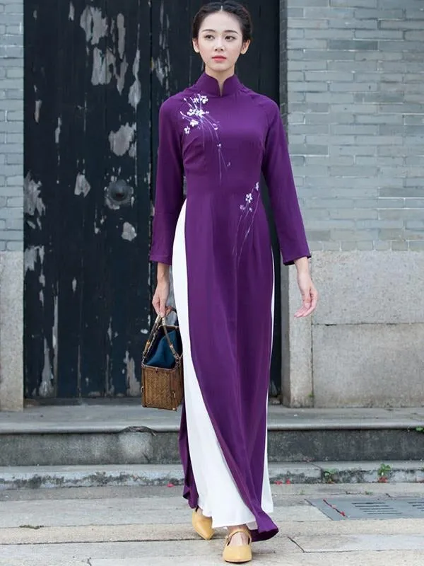 Ao Dai 2023 Vietnamese Dress Half Sleeves Aodaistyle