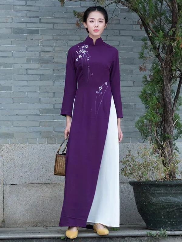 Ao Dai 2023 Vietnamese Dress Half Sleeves Aodaistyle