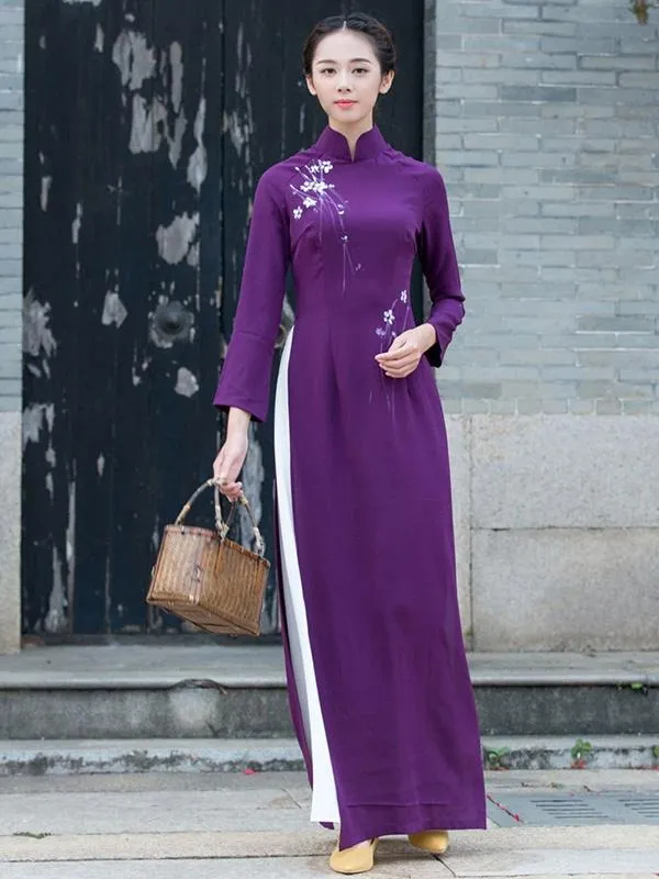 Ao Dai 2023 Vietnamese Dress Half Sleeves Aodaistyle