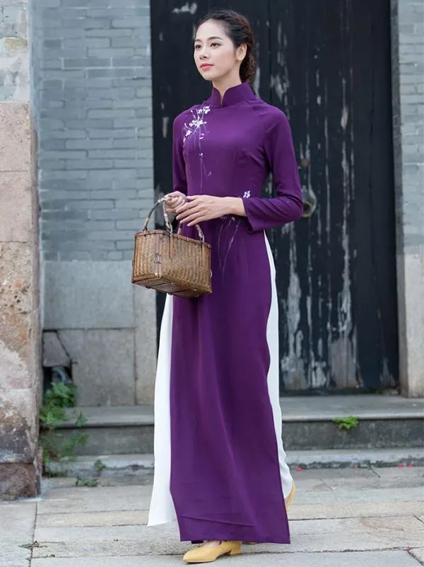 Ao Dai 2023 Vietnamese Dress Half Sleeves Aodaistyle