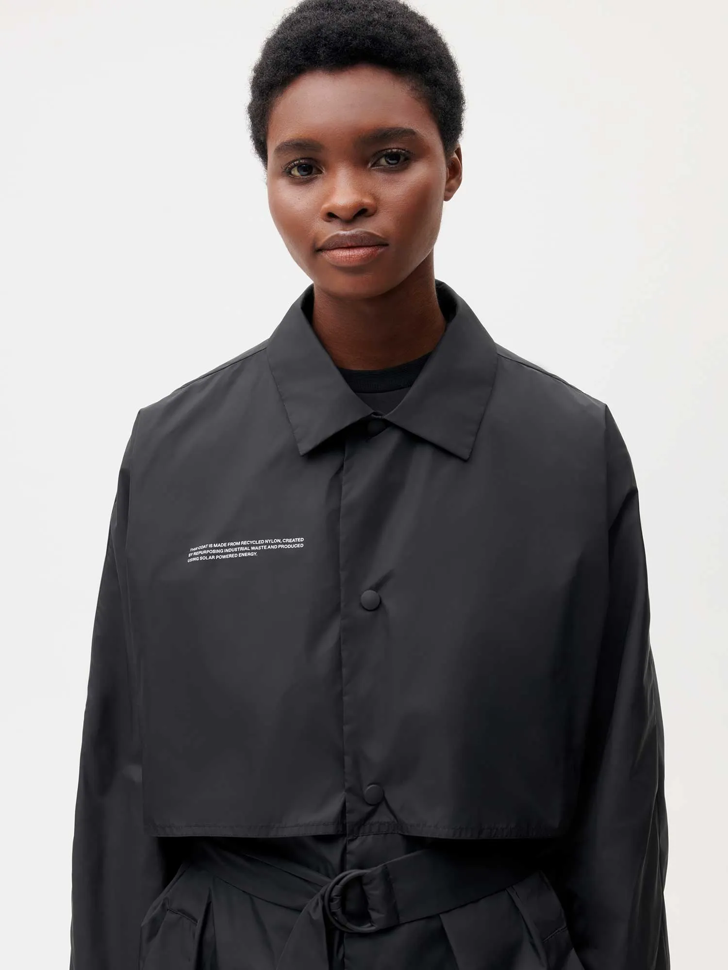 Archive Womens Recycled Nylon Trench Coat—black