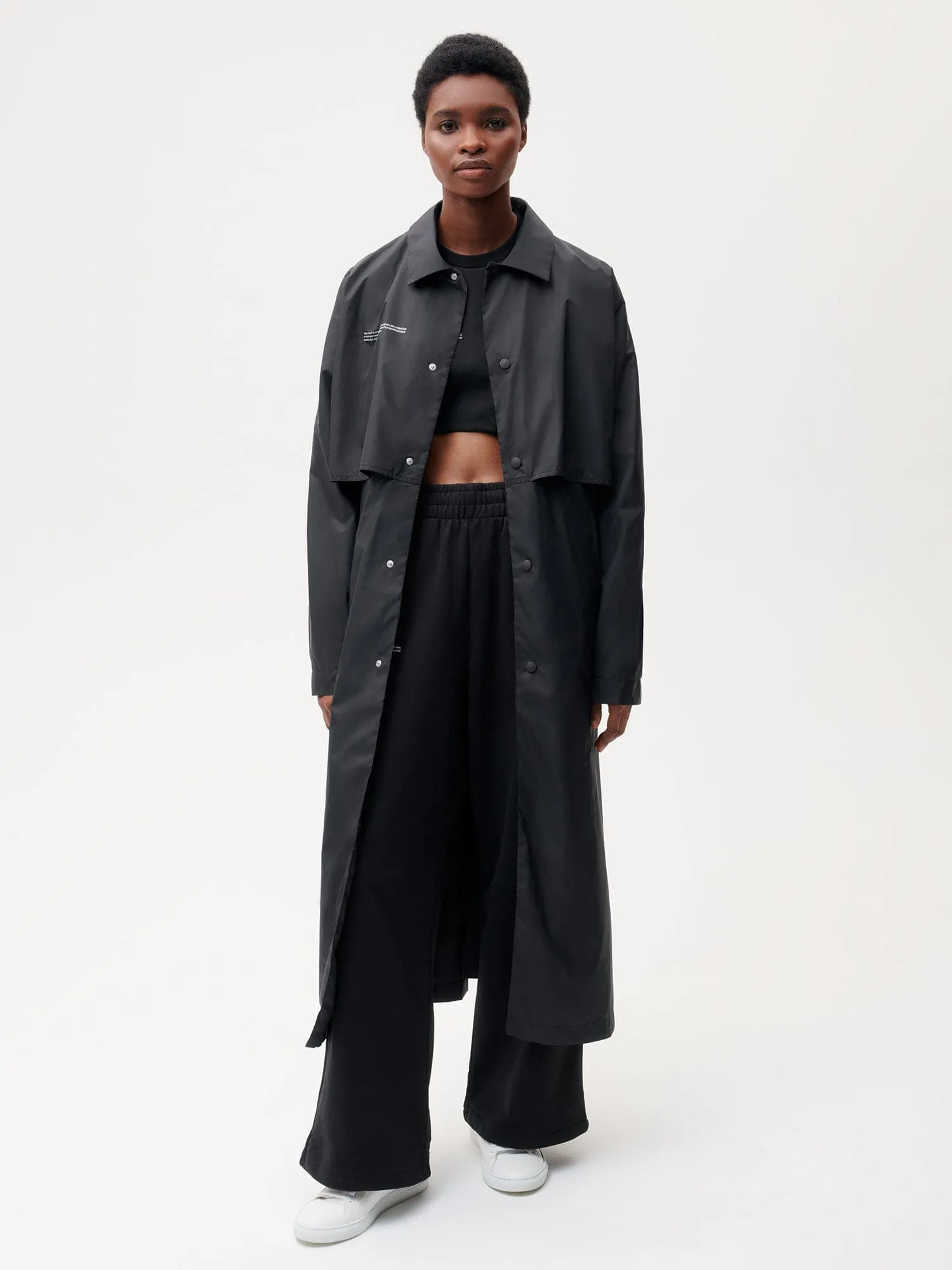 Archive Womens Recycled Nylon Trench Coat—black
