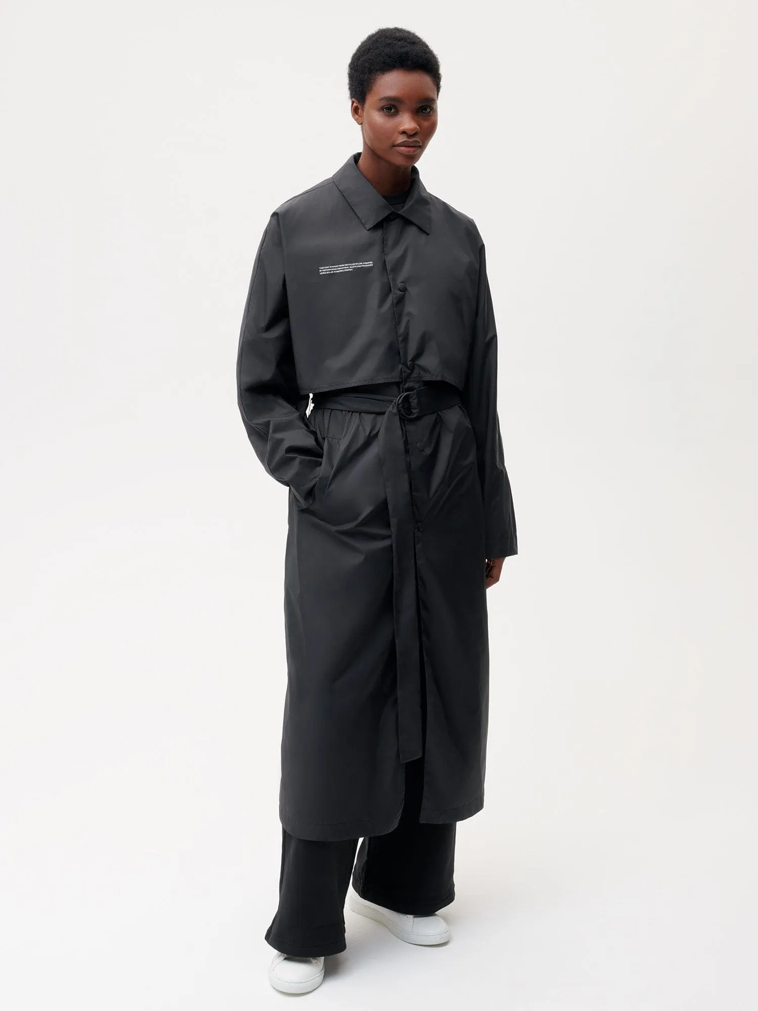 Archive Womens Recycled Nylon Trench Coat—black