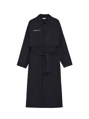 Archive Womens Recycled Nylon Trench Coat—black