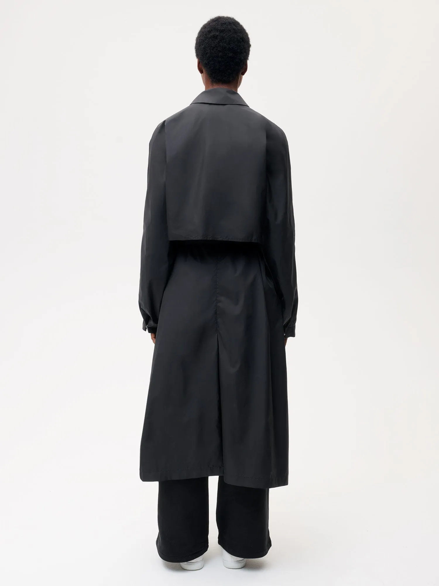 Archive Womens Recycled Nylon Trench Coat—black