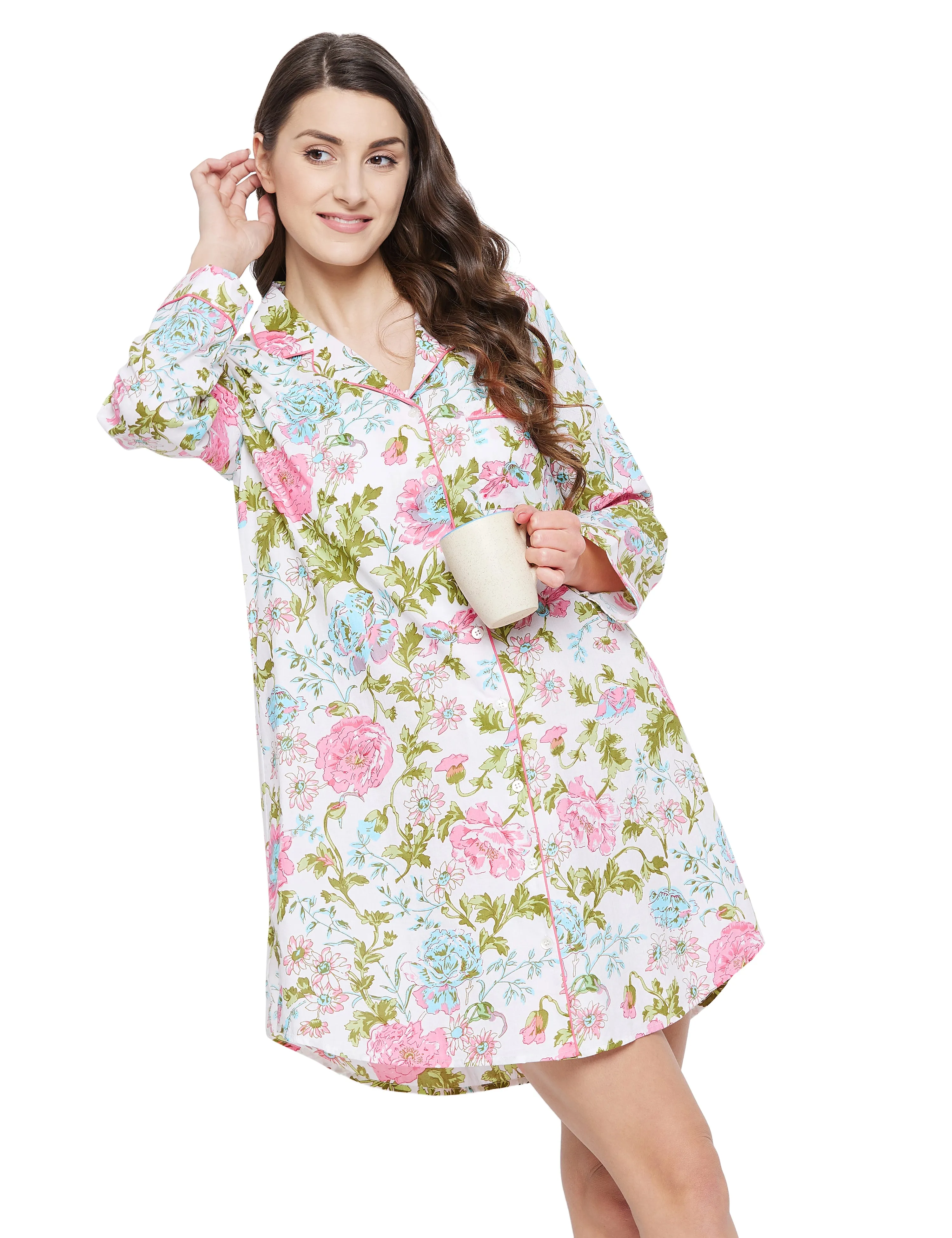 Aria Cotton Full Sleeve Night Shirt