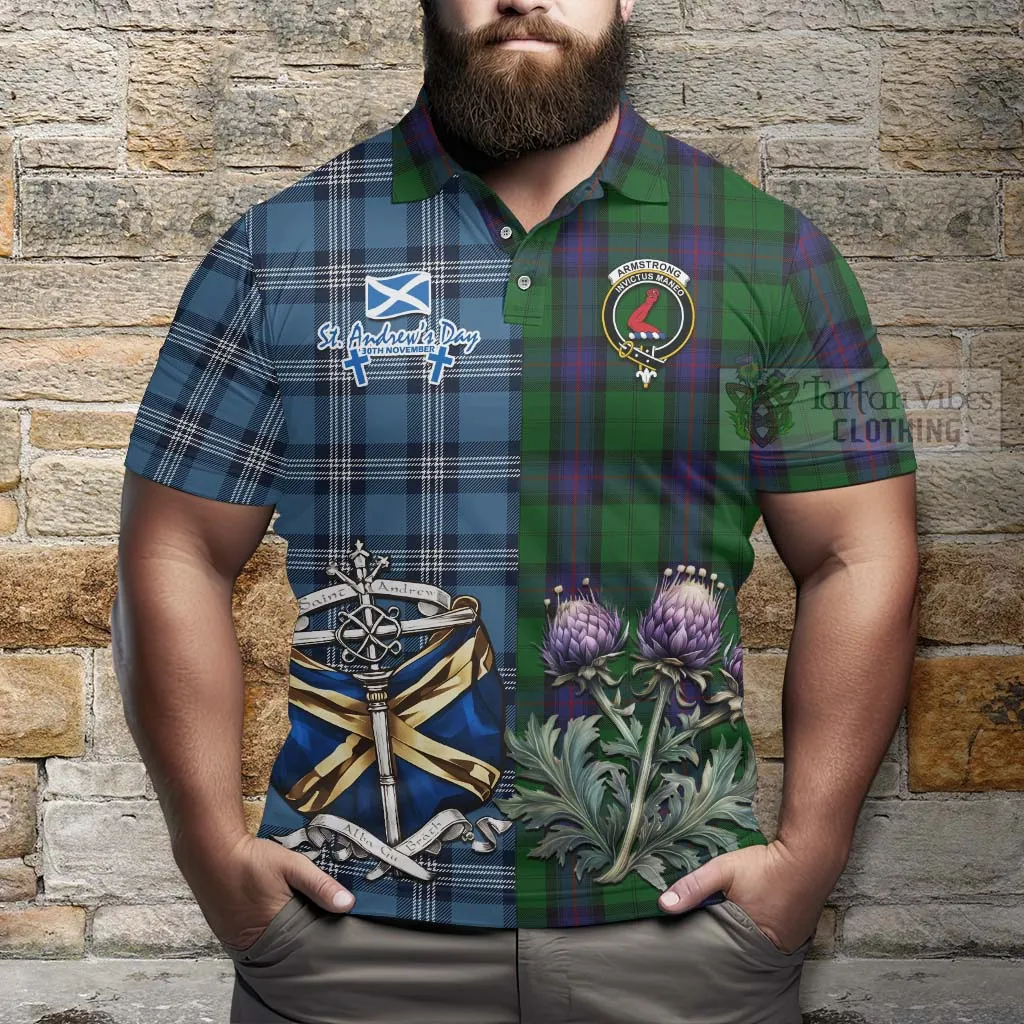 Armstrong Tartan Polo Shirt Happy St. Andrew's Day Half Tartan Style