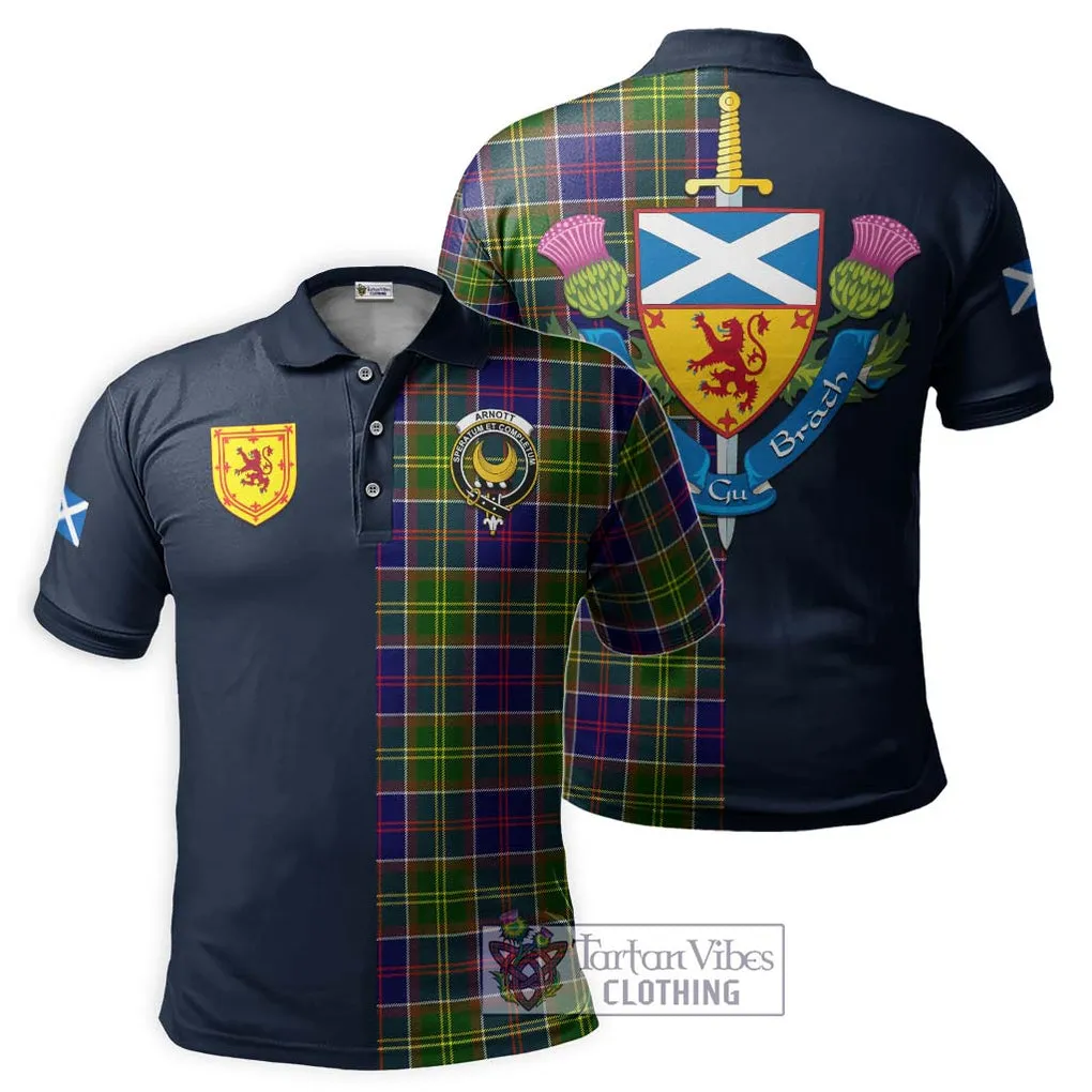 Arnott Tartan Polo Shirt Alba with Scottish Lion Royal Arm Half Style
