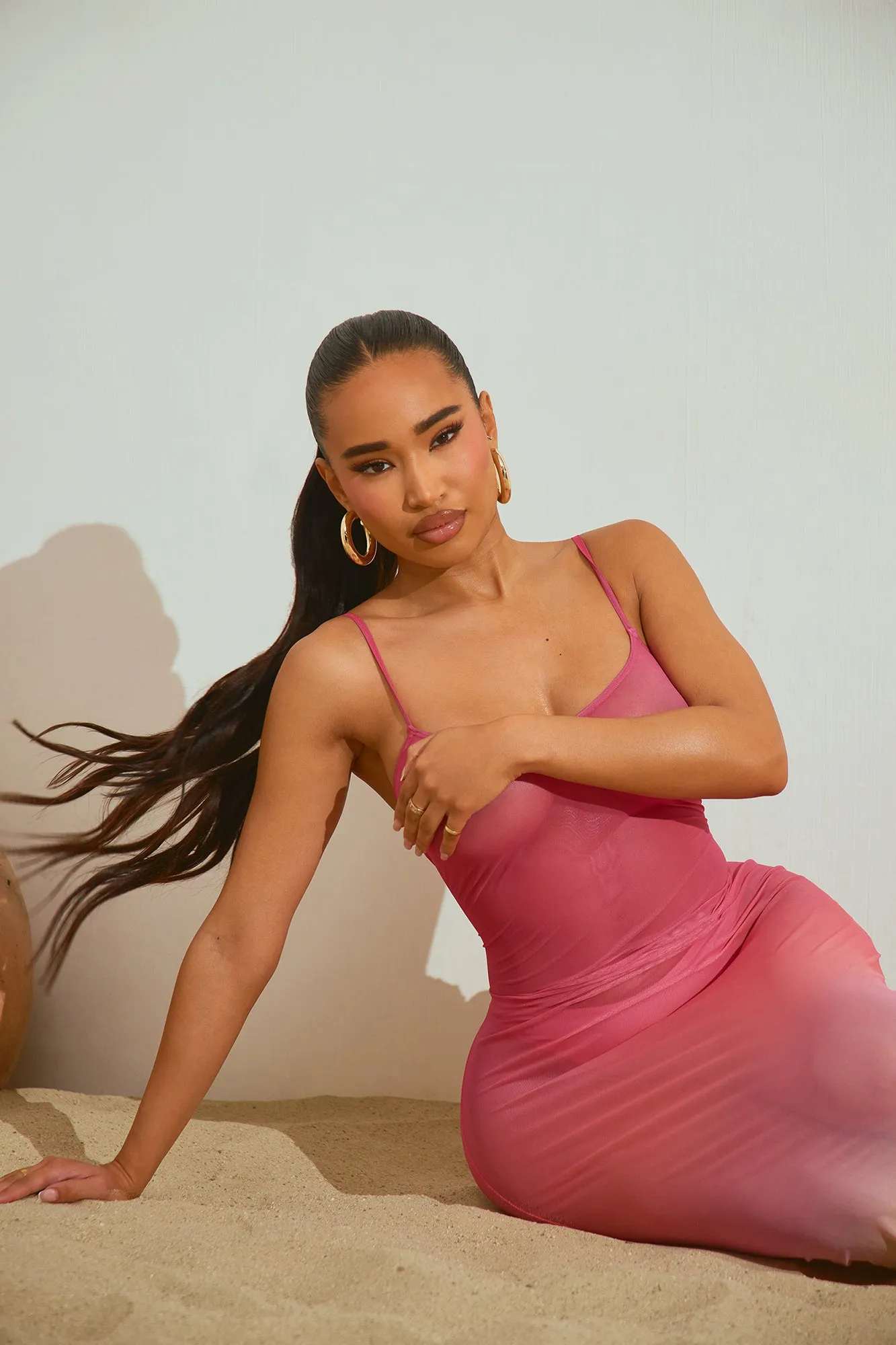 Artemis Ombre Cover Up Maxi Dress - Pink/combo