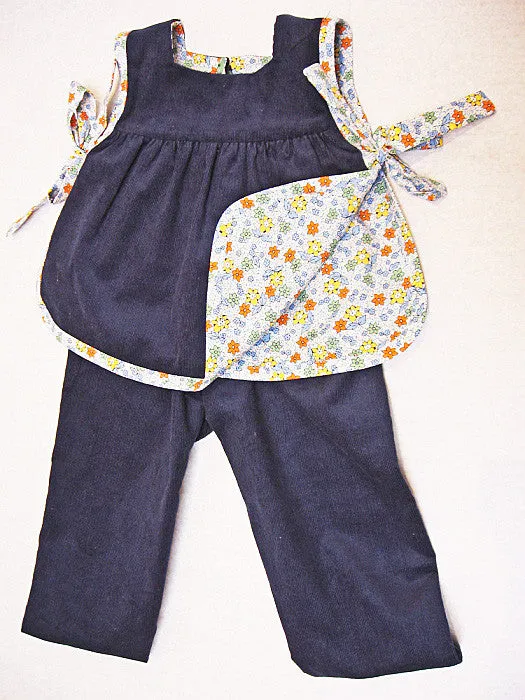 Baby girl pdf sewing pattern ISABELLE BABY SET baby girls top & pants set sizes 3 months to 4 years.