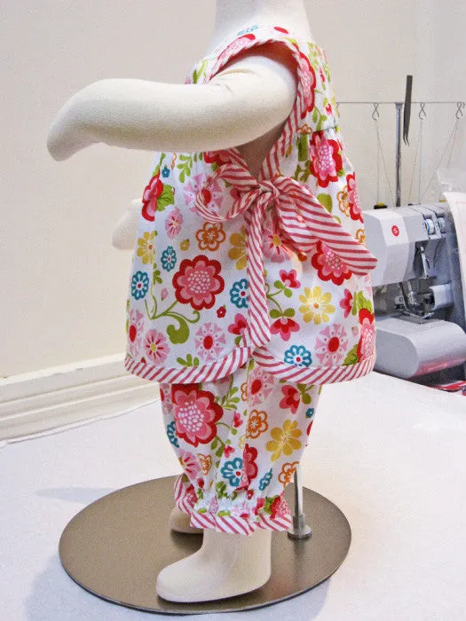 Baby girl pdf sewing pattern ISABELLE BABY SET baby girls top & pants set sizes 3 months to 4 years.