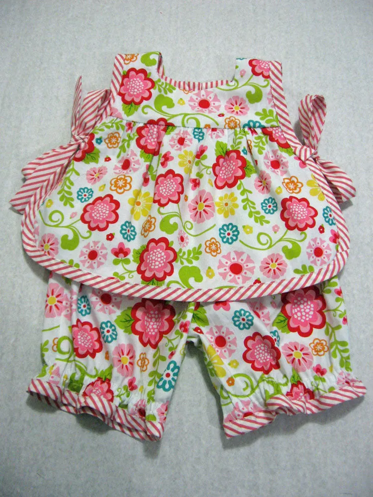 Baby girl pdf sewing pattern ISABELLE BABY SET baby girls top & pants set sizes 3 months to 4 years.