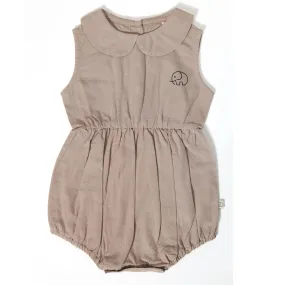 Baby Peter Pan Collared Romper - Ruby Tan