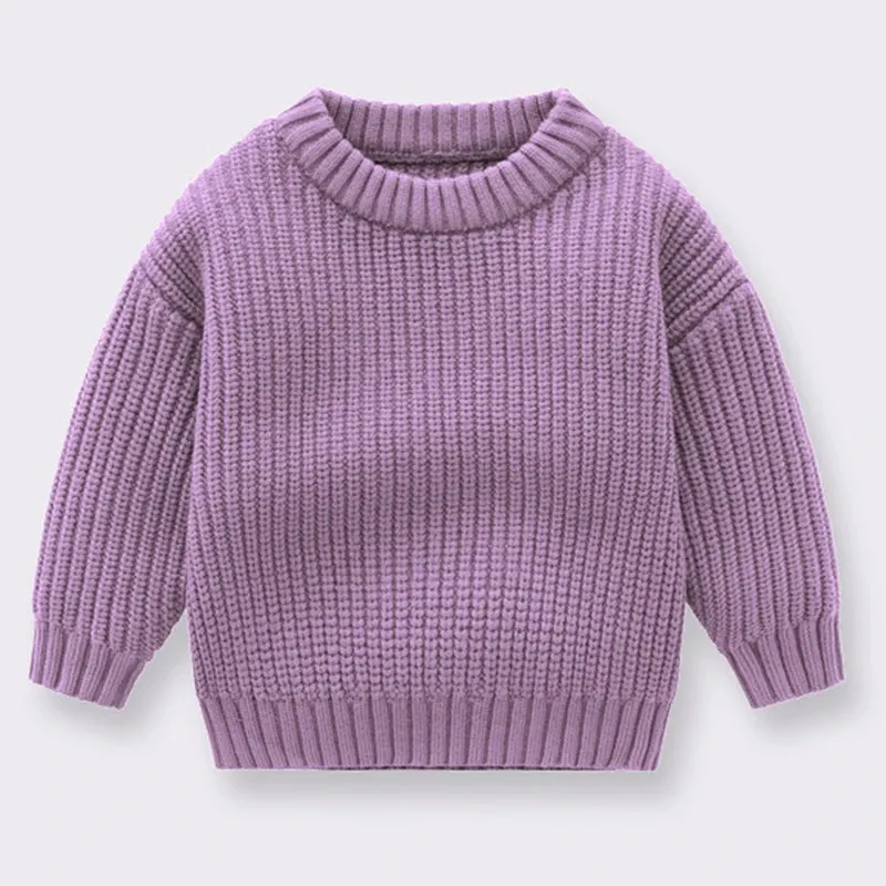 Baby Sweaters Autumn Winter Kids Boys Girls Long Sleeve Pure Color Knit Sweater Baby Kids Boys Girls Pullover Sweaters Clothes