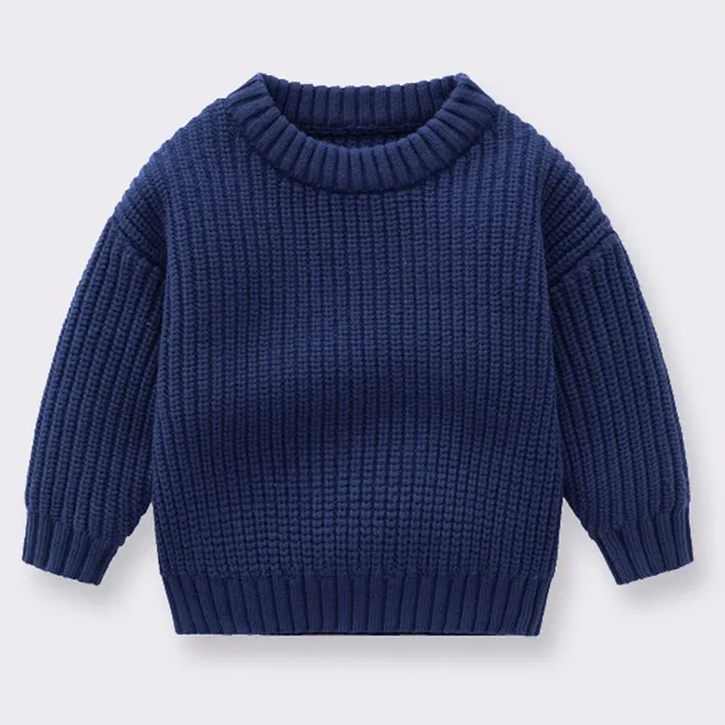 Baby Sweaters Autumn Winter Kids Boys Girls Long Sleeve Pure Color Knit Sweater Baby Kids Boys Girls Pullover Sweaters Clothes