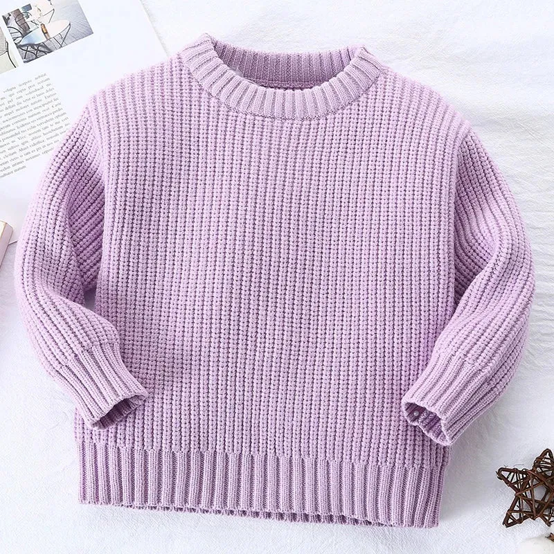 Baby Sweaters Autumn Winter Kids Boys Girls Long Sleeve Pure Color Knit Sweater Baby Kids Boys Girls Pullover Sweaters Clothes