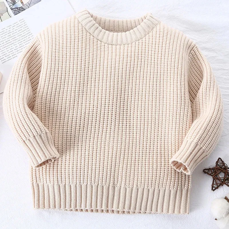 Baby Sweaters Autumn Winter Kids Boys Girls Long Sleeve Pure Color Knit Sweater Baby Kids Boys Girls Pullover Sweaters Clothes