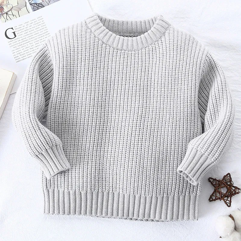 Baby Sweaters Autumn Winter Kids Boys Girls Long Sleeve Pure Color Knit Sweater Baby Kids Boys Girls Pullover Sweaters Clothes