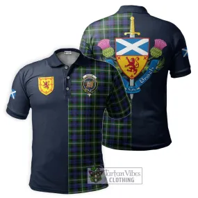Baillie of Polkemmet Tartan Polo Shirt Alba with Scottish Lion Royal Arm Half Style