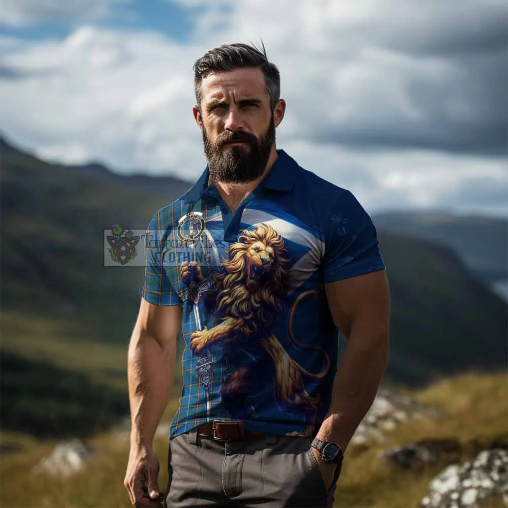 Bain Tartan Family Crest Men's Polo Shirt with Scottish Majestic Lion