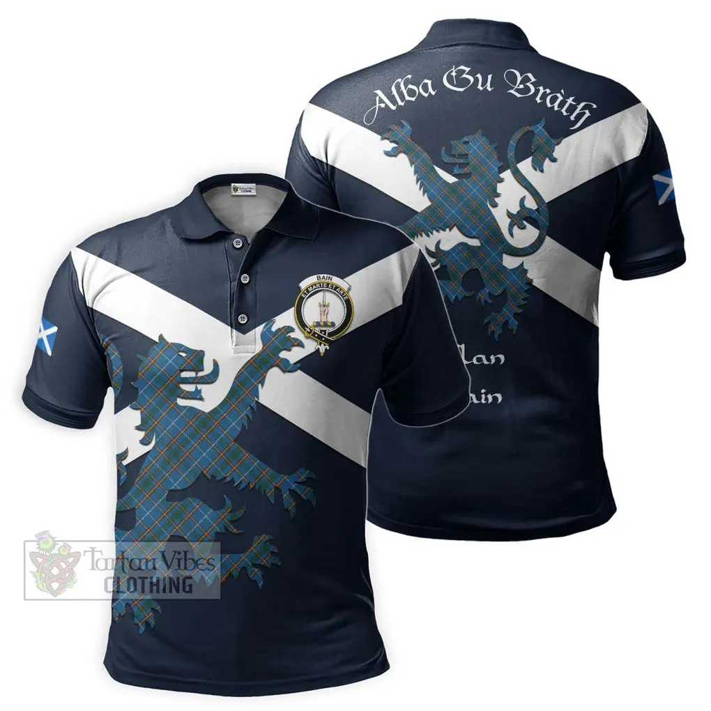 Bain Tartan Lion Rampant Polo Shirt Proudly Display Your Heritage with Alba Gu Brath and Clan Name