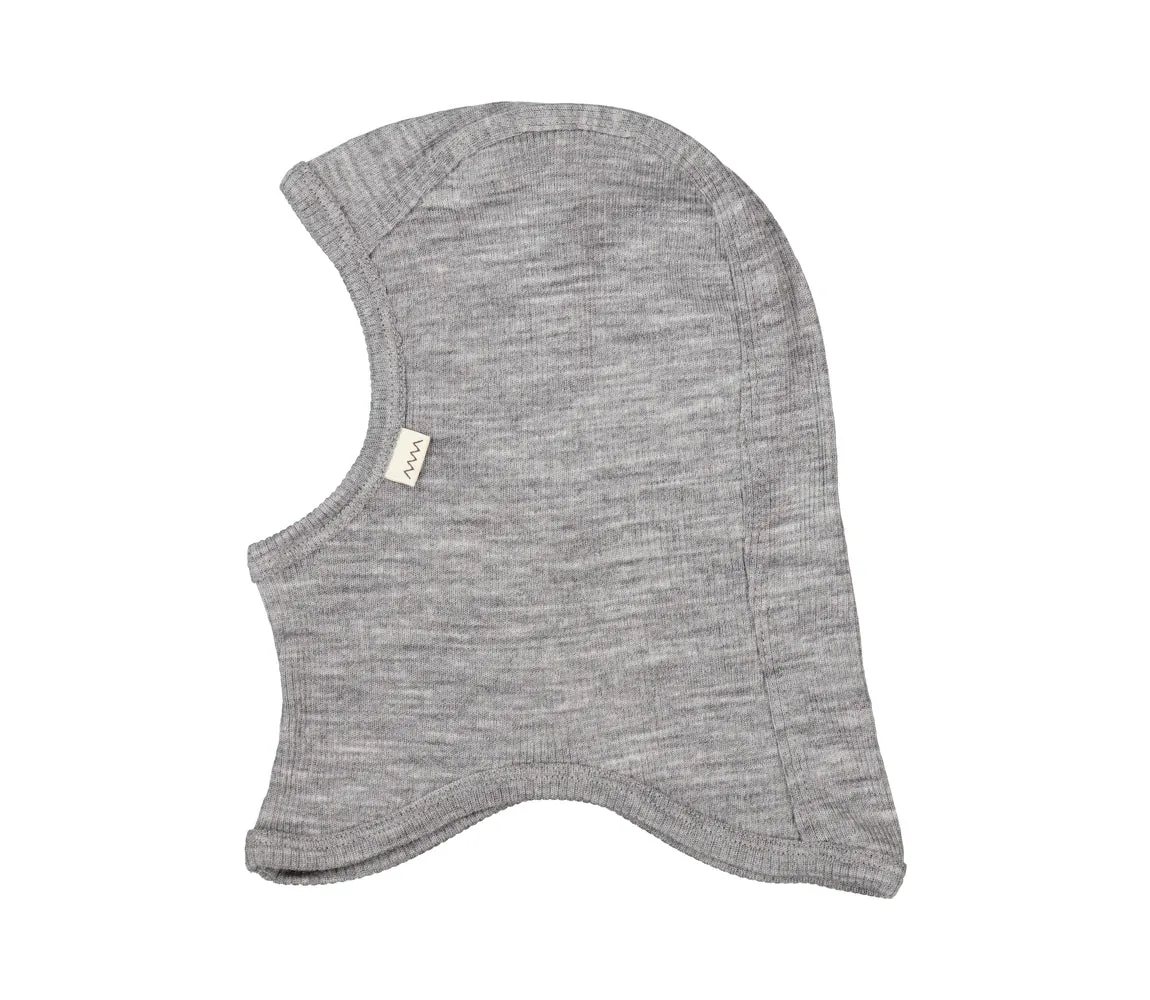 Balaclava, Wool Rib Hat - Grey Melange