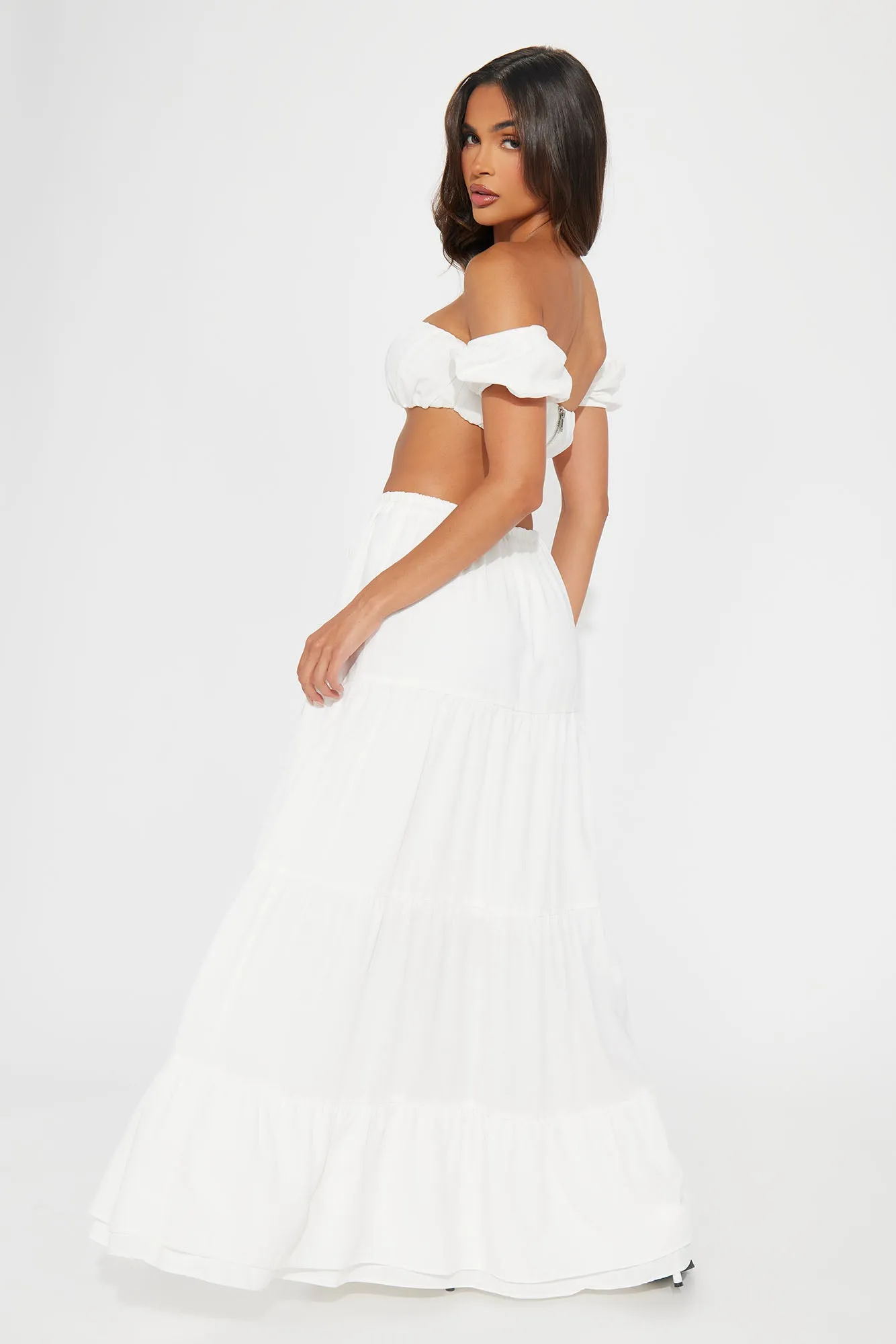 Bella Rose Skirt Set - White