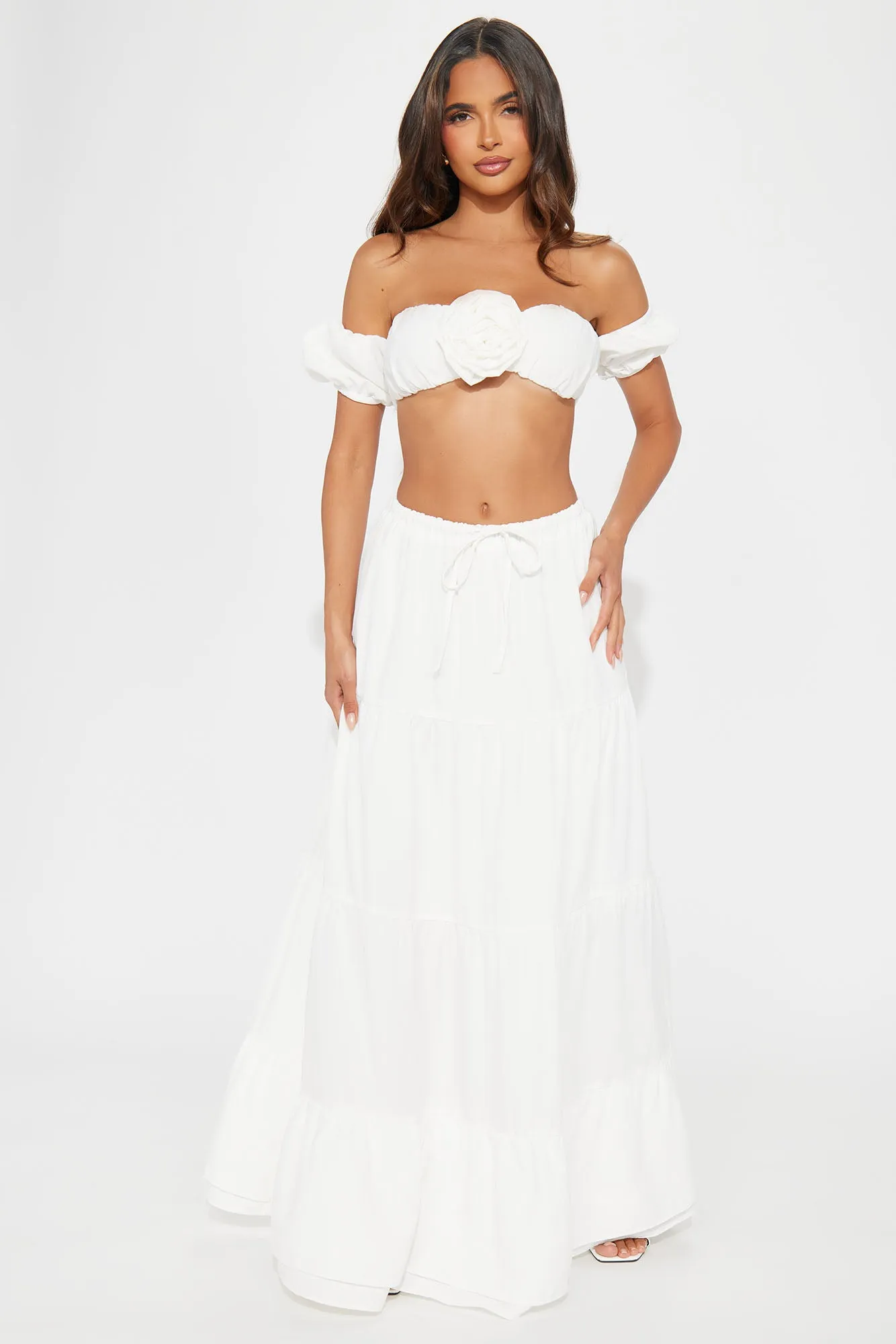 Bella Rose Skirt Set - White