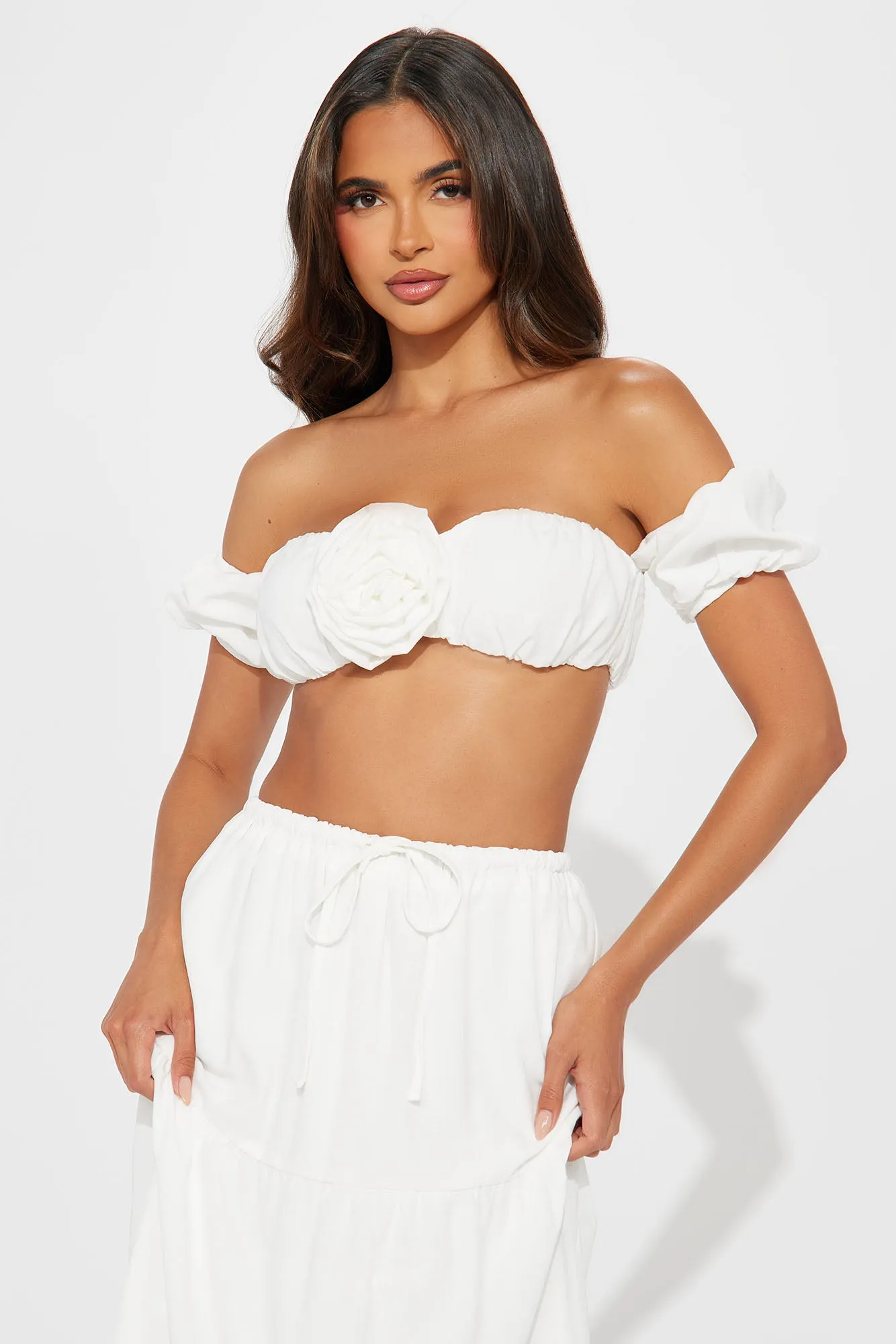 Bella Rose Skirt Set - White
