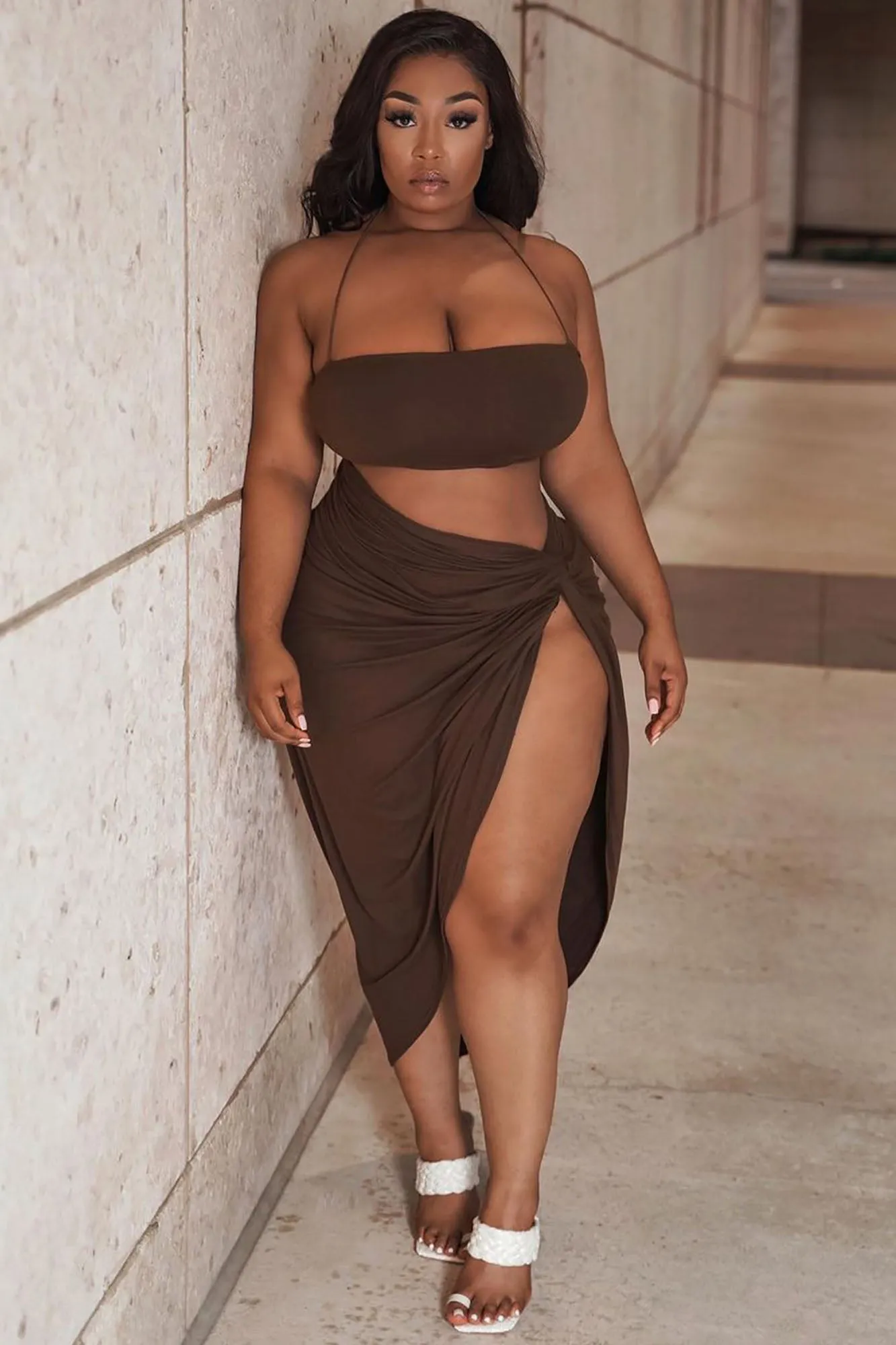 Bermuda Babe Skirt Set - Brown