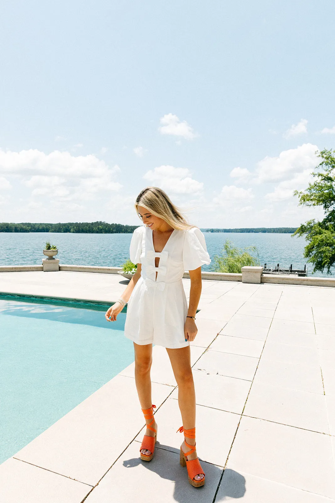 Bianca Bow Romper - Off White