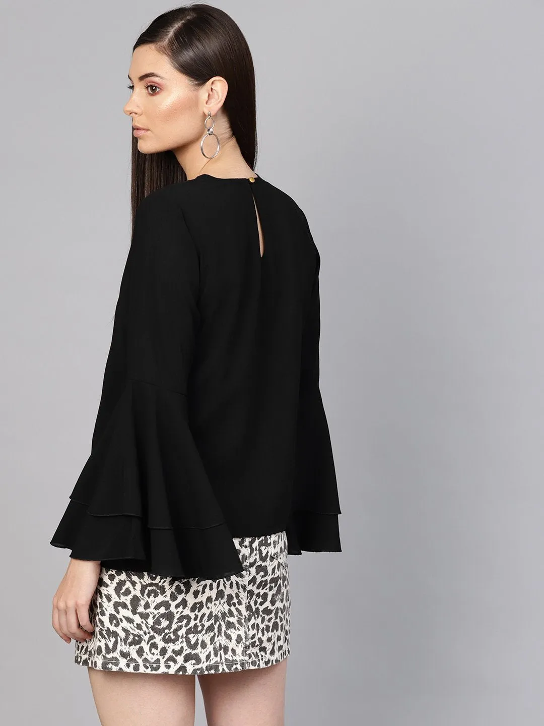Black Criss Cross Neck Top