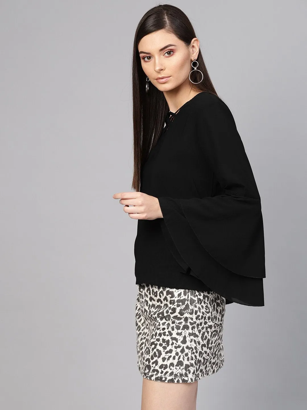 Black Criss Cross Neck Top