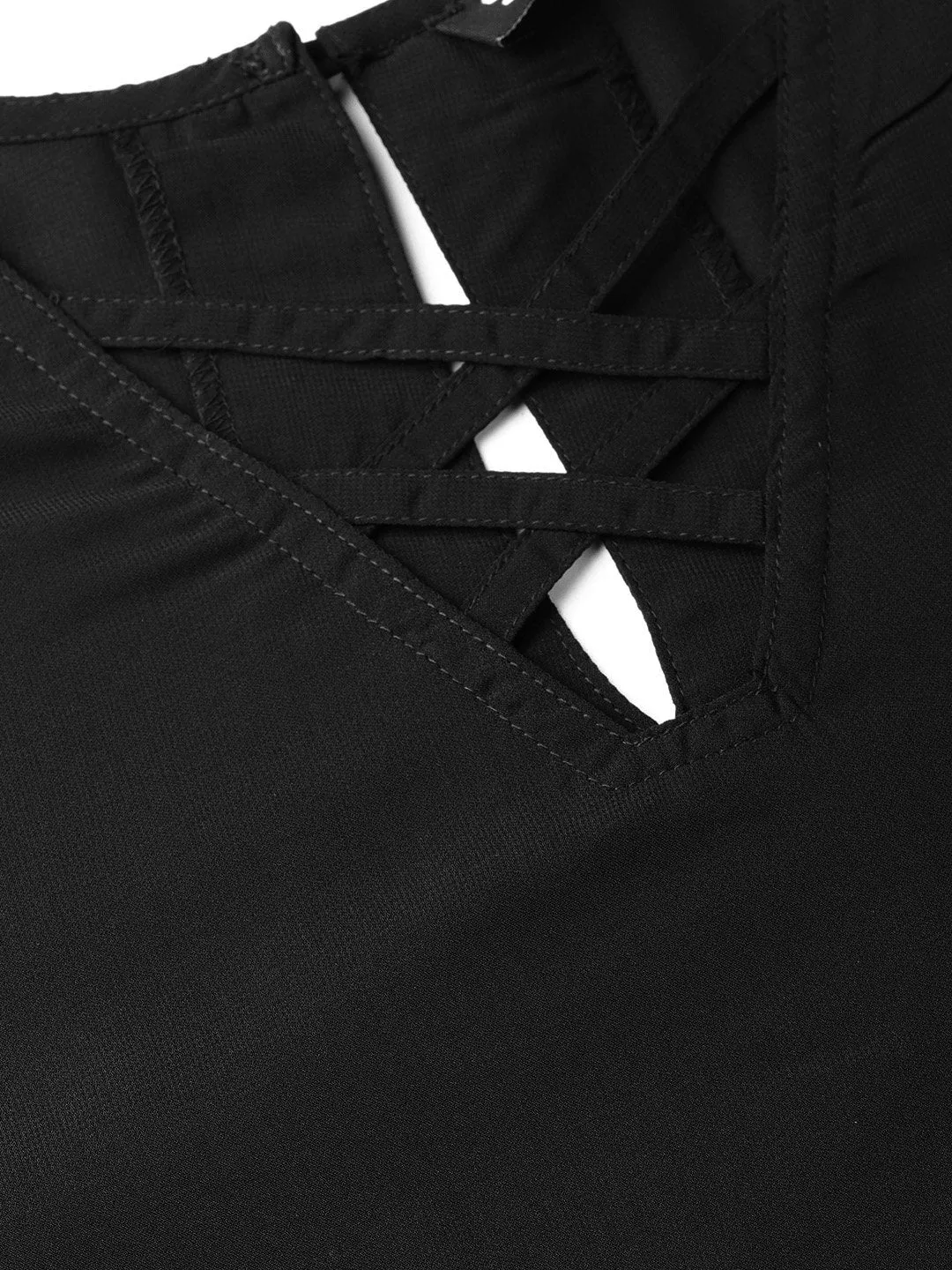 Black Criss Cross Neck Top