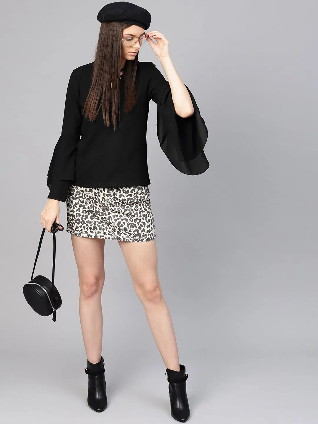 Black Criss Cross Neck Top