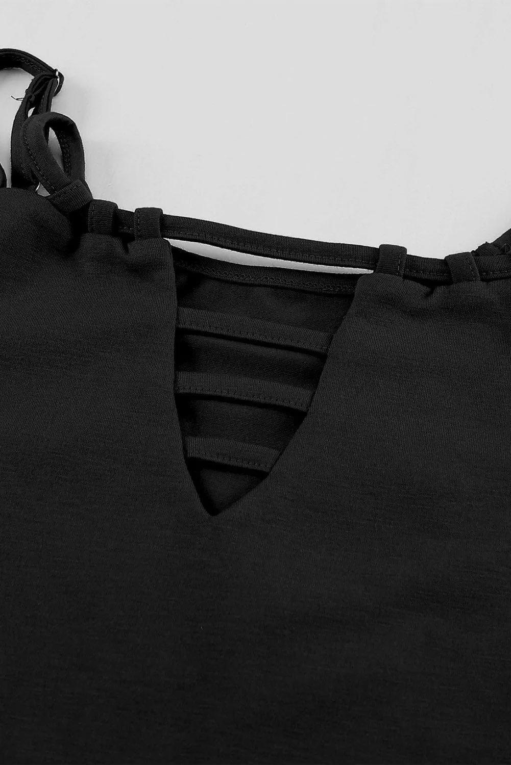 Black Lace-Up Hollow-out Tank Top