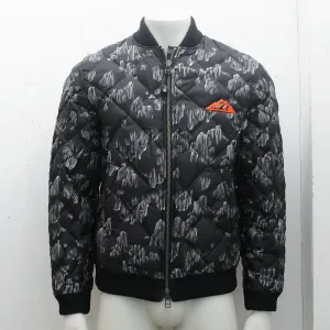 Black Printed Down Bomber Jacket