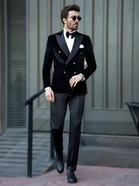 Black Velvet Double Breasted Tuxedo 2-Piece