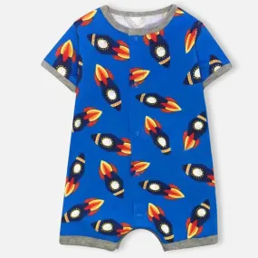 Blue Rocket Theme Half Sleeves Romper